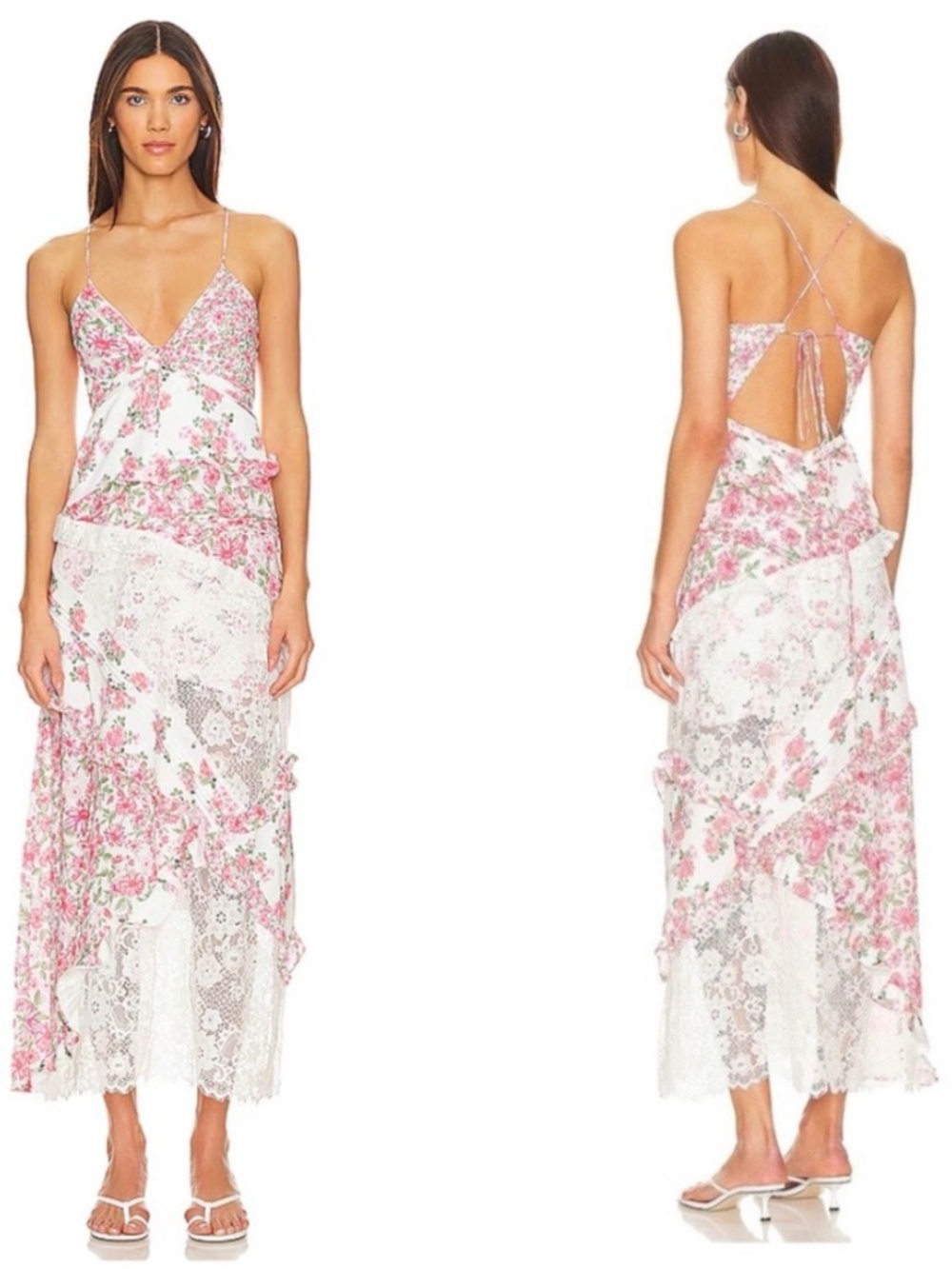 For Love And Lemons Rosalyn Maxi Dress in Pink Medium
